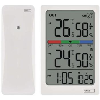 Emos Цифровой термометр E0558W, -10°C до +60°C, внутренняя и наружная влажность 1%-99% RH, беспроводной датчик до 100m (E0558W)