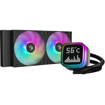 Deepcool Šķidrais CPU dzesētājs R-LP240-BKMSNC-G-1, 240mm, 72.04 cfm, 3400 apgr./min, 2 ventilatori, ARGB, pret noplūdēm (R-LP240-BKMSNC-G-1)