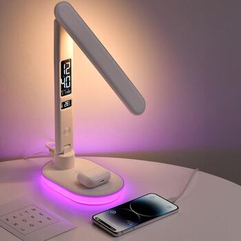 Hawk Настольная лампа HW-LAMP03, 10W, 5 уровней яркости, RGB освещение, будильник, USB выход (HW-LAMP03)