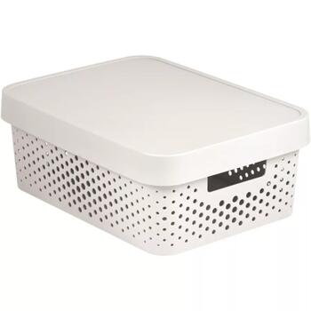 Ящик перфорированный с крышкой Infinity Recycled 11л 36x27x14cм белый Curver 0804753N23 (0804753N23)