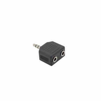 Sbox Audio adapters AD.3,5-2X3,5, 3.5mm M, 2x3.5mm F, niķelēti spraudņi, melna krāsa (AD.3,5-2X3,5)