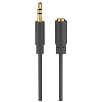Goobay austiņu un audio AUX pagarinātājs 97122, 5m, 3.5mm, 3-pin, melns, elastīgs, ultra-plāns savienotājs (97122)