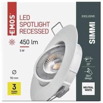 Emos светильник SIMMI ZD3122, 5 W, 450 lm, 230 V, 35 mA, 110°, 4000 K, IP20, встроенный, белый (ZD3122)