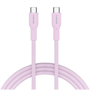 CANYON OnWire 60CL USB-C kabelis uzlādei un datu pārsūtīšanai 60W PD pīts 1m CND-CCAP60AB10PK rozā (CND-CCAP60AB10PK)
