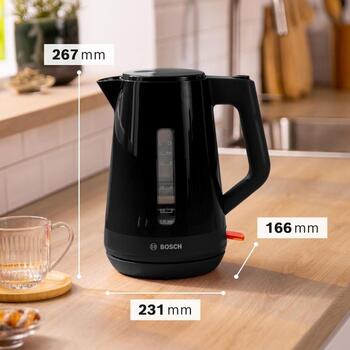 Bosch Чайник TWK1M123, 2400 Вт, 1.7 Л, пластик, 360° поворотная база, черный, фильтр от накипи, автоматическое отключение (TWK1M123)