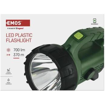 Emos LED аккумуляторный фонарь P2315, 700 lm, 3600 mAh, 10+ режимов, USB C, IP43, ударопрочный, индикатор батареи (P2315)