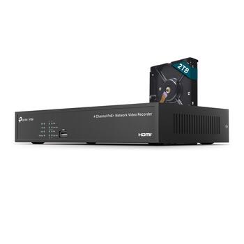 Tp-Link сетевой видеорегистратор VIGI NVR1004H-4P, 4 канала, 4K HDMI, 80 Мбит/с, 53 Вт PoE, 10 ТБ HDD (VIGINVR1004H-4P)