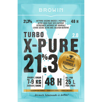 Browin Turbo X-Pure дрожжи 403103, 21.3%, 48ч, 25л, 0.135кг, для сахарных, фруктовых и зерновых браг (403103)