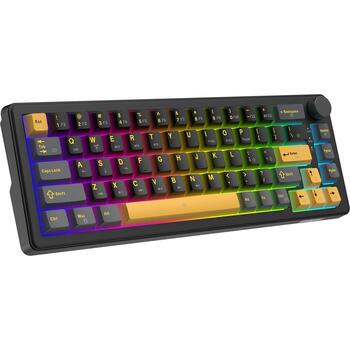 White Shark EXCALIBUR M GK-009151, 67 taustiņu mehāniskā tastatūra, 65%, melna, 4000mAh, Bluetooth, RF 2.4GHz, USB, 1.8m, RGB (EXCALIBUR-M-B-US)