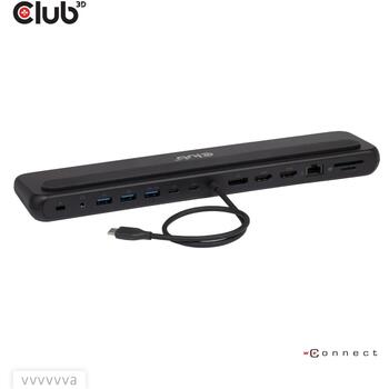 Club3D dokstacija CSV-2541 12-in-1, 2x HDMI, 1x DisplayPort, 3x USB Type-A, 1x USB Type-C, RJ45, karšu lasītājs, 3.5mm audio, 100W (CSV-2541)