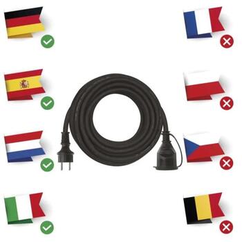 Emos Уличный удлинитель P01810, 10 м, 1 розетка, черный, 230 В, 16 А, IP44, резина/неопрен, защита от детей (P01810)
