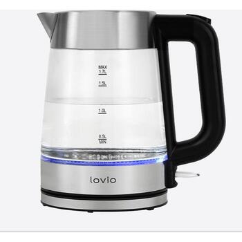 Lovio Чайник LVGEK001, 1.18кг, серебристый, серый, плиточный нагреватель, автоматическое отключение, индикатор уровня воды (LVGEK001)