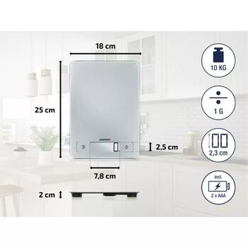 Soehnle Page Aqua Proof 1066225, 10kg, 1g, ūdensnecaurlaidīgs, LCD displejs, Sensor Touch, TARE (1066225)