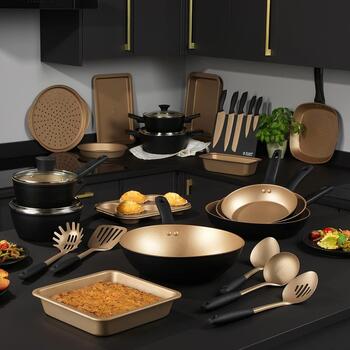 Russell Hobbs mafinu panna RH02151GEU7, 6 kausiņi, 26.5cm, 17.5cm, 3cm, oglekļa tērauds, zelta krāsa, droša cepeškrāsnī (RH02151GEU7)