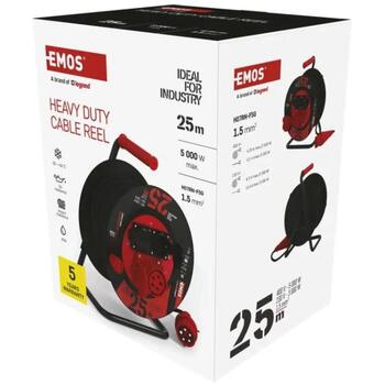 Emos Уличный удлинитель P192250, 25 м, 230 V/400 V, 1,5 мм2, 1 розетка, IP44, резина, термозащита (P192250)