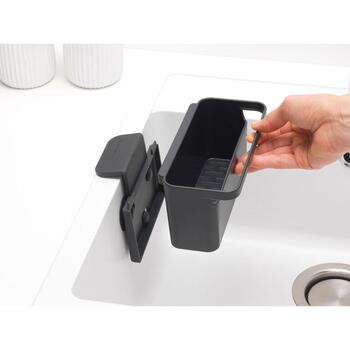 Brabantia virtuves piederumu organizators 302466, 12,8cm, 10,5cm, 17,1cm, tumši pelēks, piesūcekņi, mazgājams trauku mašīnā (302466)