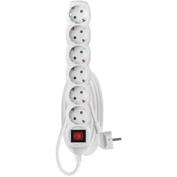 Emos Удлинитель P1621, 1,4 м, белый, 6× 2P + PE ГЕРМАНСКИЙ, 3 680 W, ПВХ, защита от детей, выключатель (P1621)