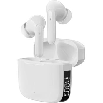 Denver TWE-61W 111191120480, True Wireless Bluetooth 5.0 austiņas, 5.5h, iebūvēts mikrofons, LED, balta (111191120480)
