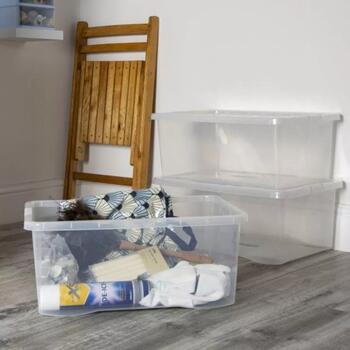 Curver Textile Box коробка с крышкой 0803008001, 45л, 59,6x39,4x23см, прозрачный, пластик (0803008001)