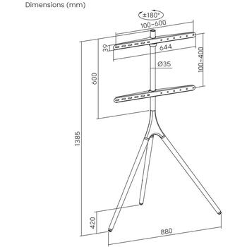 Sbox televizora kronšteins FS-1246F, 45-65, 32kg, 200x200, 600x400, uz grīdas, izliektiem ekrāniem, kabeļu pārvaldība (FS-1246F)