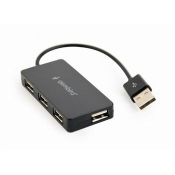 Gembird USB хаб UHB-U2P4-04 4 порта USB 2.0, скорость передачи данных до 480 Мбит/с, интегрированный USB кабель (UHB-U2P4-04)