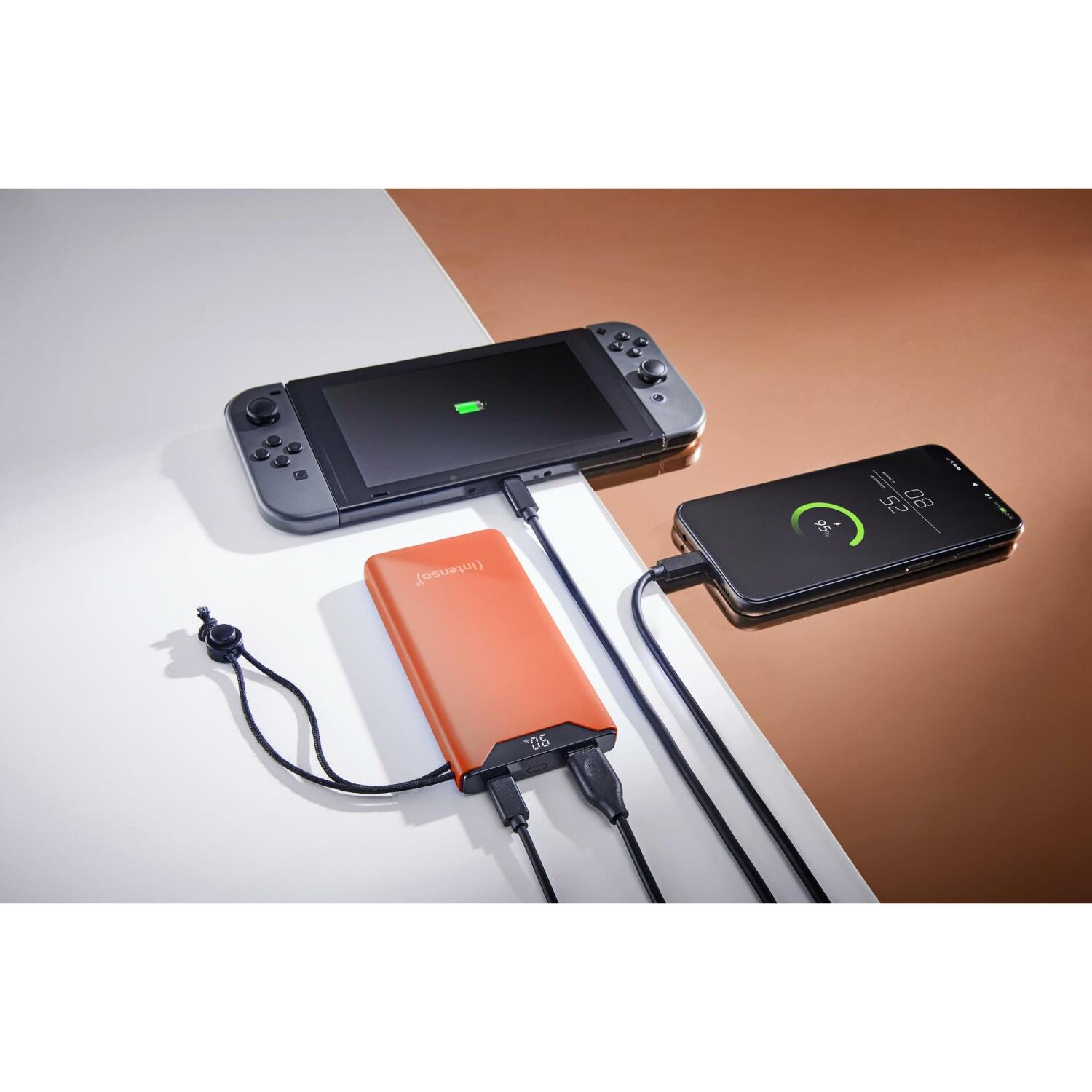 Intenso Power Bank F10000 7332038, 10000 мАч, 20 Вт, Li-Полимер, USB-C, быстрая зарядка, ESD защита (7332038)