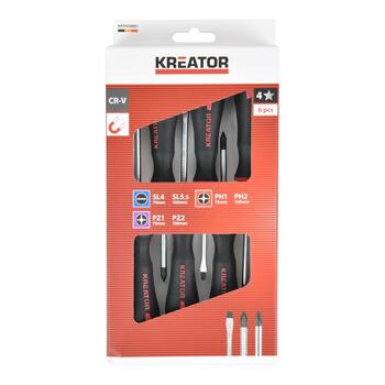 Kreator Skrūvgriežu komplekts KRTH20001, 6 gab., 100 mm, magnētiskais gals, mīksta rokturis (KRTH20001)