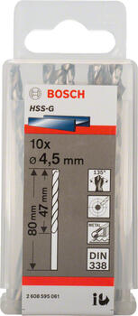 HSS-G urbji metālam 4,5mm, 10gab., Urbjmašīnām/skrūvgriežiem PRO METAL HSS-G STANDARTA SPIRĀLVEIDA URBJA GARUMS, 2608595061, BOSCH (2608595061)