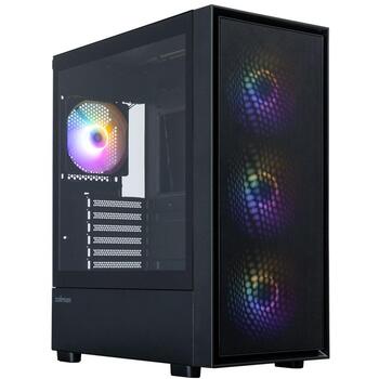 Zalman S6 BLACK, ATX Midi Tower datora korpuss, 3x140mm FRGB priekšā, 1x120mm FRGB aizmugurē, melns (S6 BLACK)