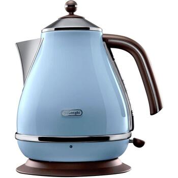 De'Longhi Чайник KBOV 2001.AZ, 2000 Вт, 1.7 л, нержавеющая сталь, 360° вращающаяся база, лазурный, защита от перегрева (KBOV2001AZ)