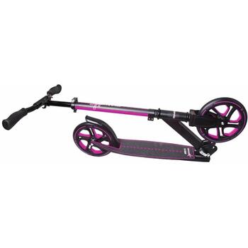 Muuwmi Алюминиевый самокат PRO AU 466, 2x205mm, ABEC 7, 100kg, 82-99cm, 56x12cm, складной, розовый (AU 466)