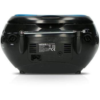 Lenco SCD-24 Blue/Black CD-магнитола, FM-радио, 2x2W, 3.5mm разъем для наушников, ЖК-дисплей, 20 станций, ручка (SCD-24 Blue/Black)