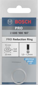 Reducējošais gredzens 20 x 16 x 0,8 mm, Rokas ripzāģiem, rokas sausajiem griežņiem, paneļzāģiem, galda zāģiem PRO REDUCTION RING RIPZĀĢA ASMENIM, 2600100187, BOSCH (2600100187)