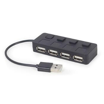 Gembird USB centrmezgls UHB-U2P4-05 USB 2.0 4 porti, melns (UHB-U2P4-05)