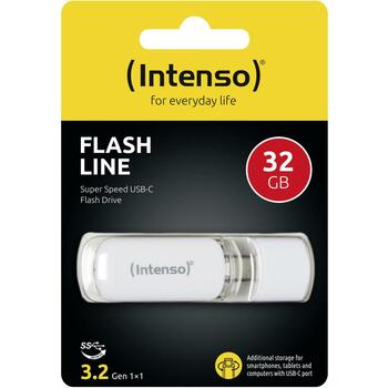 Intenso USB флеш-накопитель 3538480 32 ГБ, USB-C, 3.2 Gen 1, скорость чтения 70 МБ/с, белый, пластик (3538480)