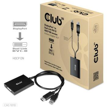 Club3D USB adapteris CAC-1010 DisplayPort uz Dual Link DVI-D HDCP 2560x1440@60Hz, melns (CAC-1010)