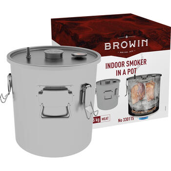 Browin 330115, 18L iekštelpu kūpinātava gāzes plītij, nerūsējošais tērauds, 2 restes, termometrs, 3m šļūtene (330115)