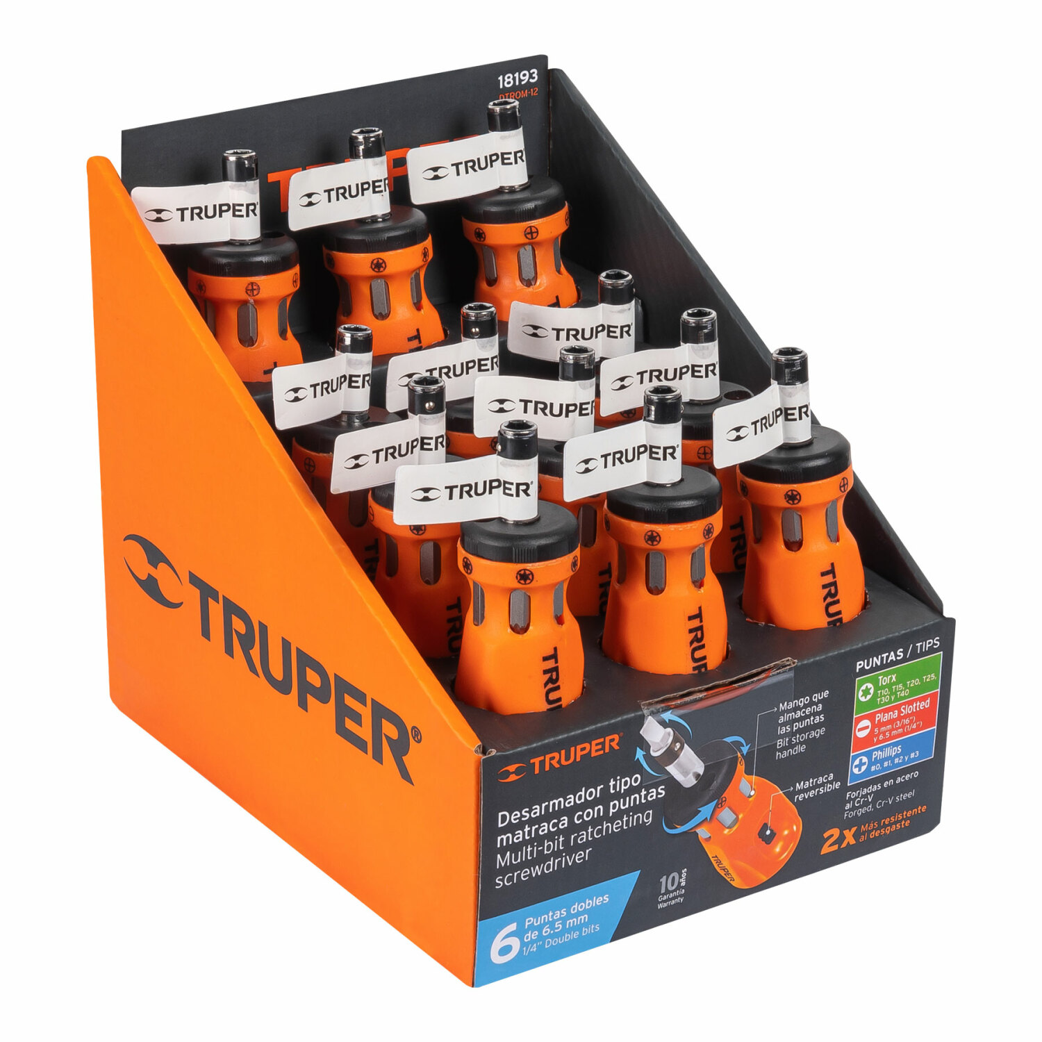 Мини - отвертка 12 бит 18193 DTROM-12 Truper (DTROM-12)