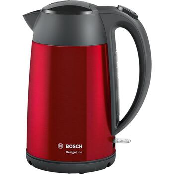 Bosch Чайник DesignLine TWK3P424, 2400 W, 1.7 L, нержавеющая сталь, 360° вращающаяся база, красный (TWK3P424)