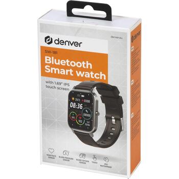 Denver Умные Часы SW-181 116111000380, 1.7'', IP67, Bluetooth 4.0, Realtek 8762, 200mAh, подсчет шагов, датчик сердечного ритма (116111000380)