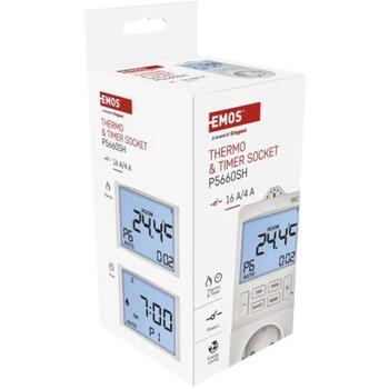 Emos Двухв одном термостат P5660SH, цифровой, 3 680 W, 24 таймера, температура 5°C-40°C, защита от детей, подсвечиваемый дисплей (P5660SH)