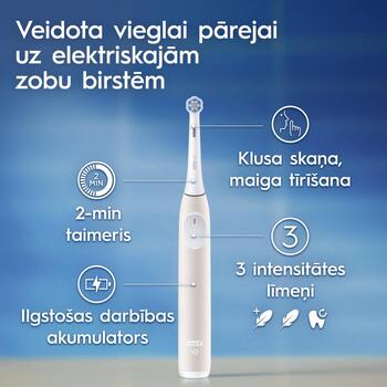 Oral-B elektriskā zobu birste iO2 Calm Pink, 1 uzgalis, 3 tīrīšanas režīmi, spiediena sensors, taimeris, Li-Ion akumulators (iO2 Calm Pink)