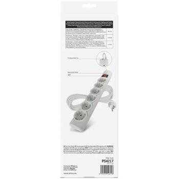 Emos Защита от перенапряжения P54217, 5 м, 6 розеток, 2300 Вт, 10 А, выключатель, защита от детей (P54217)