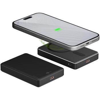 Goobay Магнитный беспроводной Power Bank 70183, 10000 мАч, USB-C, черный, беспроводная зарядка, технология быстрой зарядки (70183)