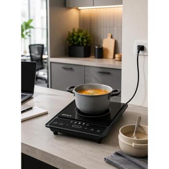 Brock HP 2009 индукционная плита, 2000 Вт, керамическая поверхность 25x25 см, ЖК-дисплей, 8 уровней температуры, таймер (HP 2009)