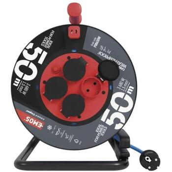 Emos Кабельная катушка с мобильным центром P08650W, 50 м, 4, 230 В, 16 А, IP44, PVC, 1,5 мм², 7 800 г (P08650W)