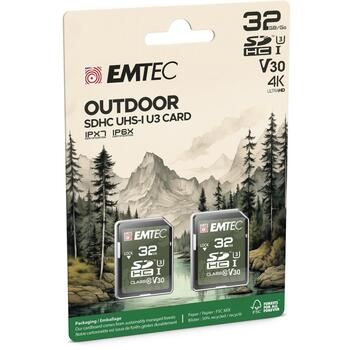 Emtec Карта памяти ECMSD32GHC10ORP, 32GB, UHS-I, U3, V30, скорость чтения 100MB/s, скорость записи 50MB/s (ECMSD32GHC10ORP)