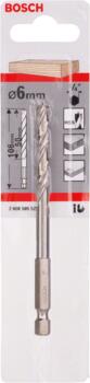 Urbis kokam, 6-kanta kāts Ø 6 mm, 105.5 mm, Urbjmašīnām/skrūvgriežiem, triecienurbjmašīnām/triecienskrūvgriežiem HSS SPIRĀLURBIS, 2608595522, BOSCH (2608595522)