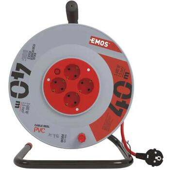 Emos Удлинитель P09240, 40 м, 4 розетки, 230 В, 1,5 мм2, IP20, H05VV-F, термозащита (P09240)