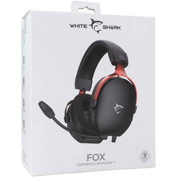 White Shark Наушники FOX-B, 280г, Черный, 32Ω, 20Hz-20KHz, 40mm драйверы, многопозиционный микрофон, регулятор громкости (FOX-B)